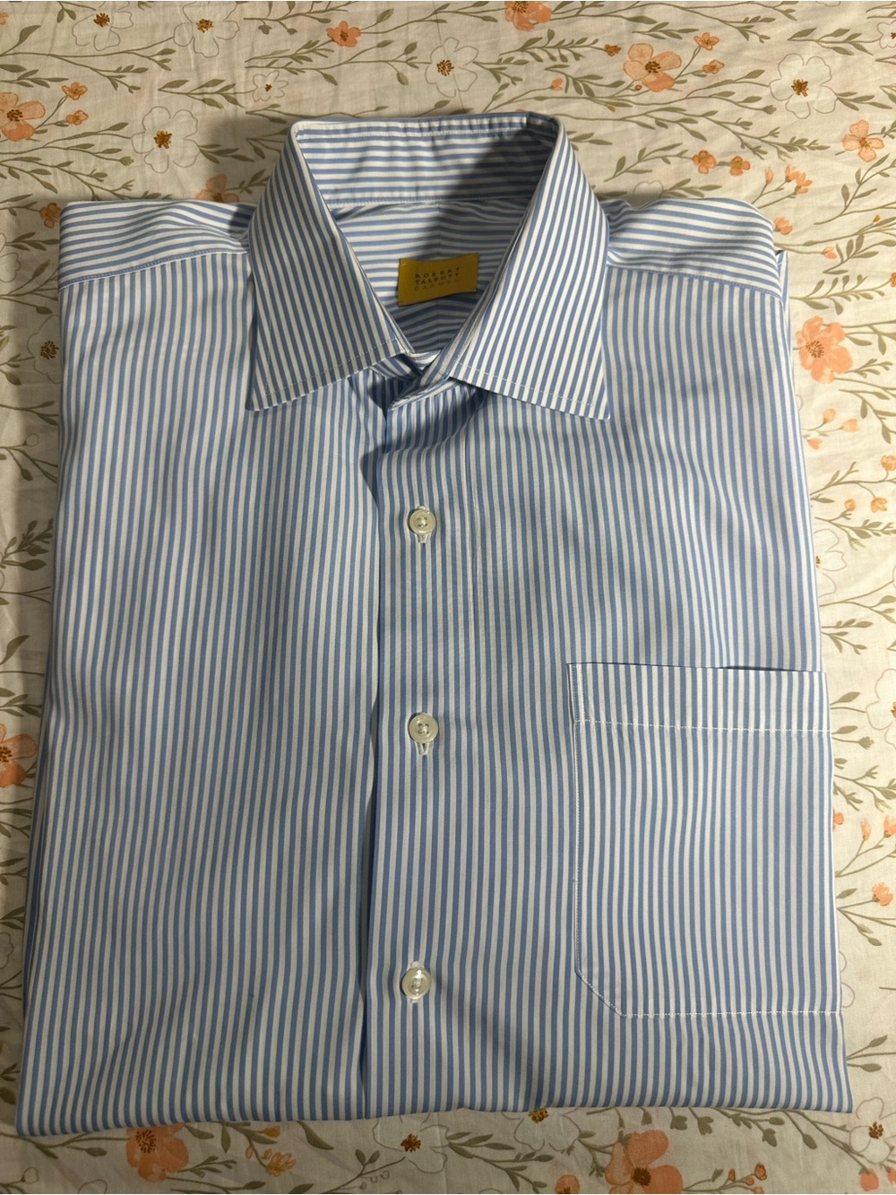 Robert Talbott Carmel Blue and White Stripe - Classic Striped Size 16/33R